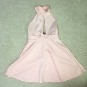 Pink cut out skater dress